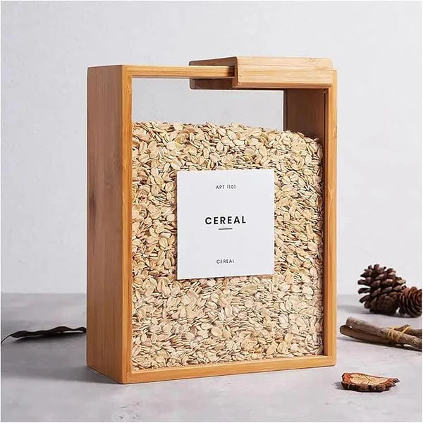 Wood sliding cover grain storage box