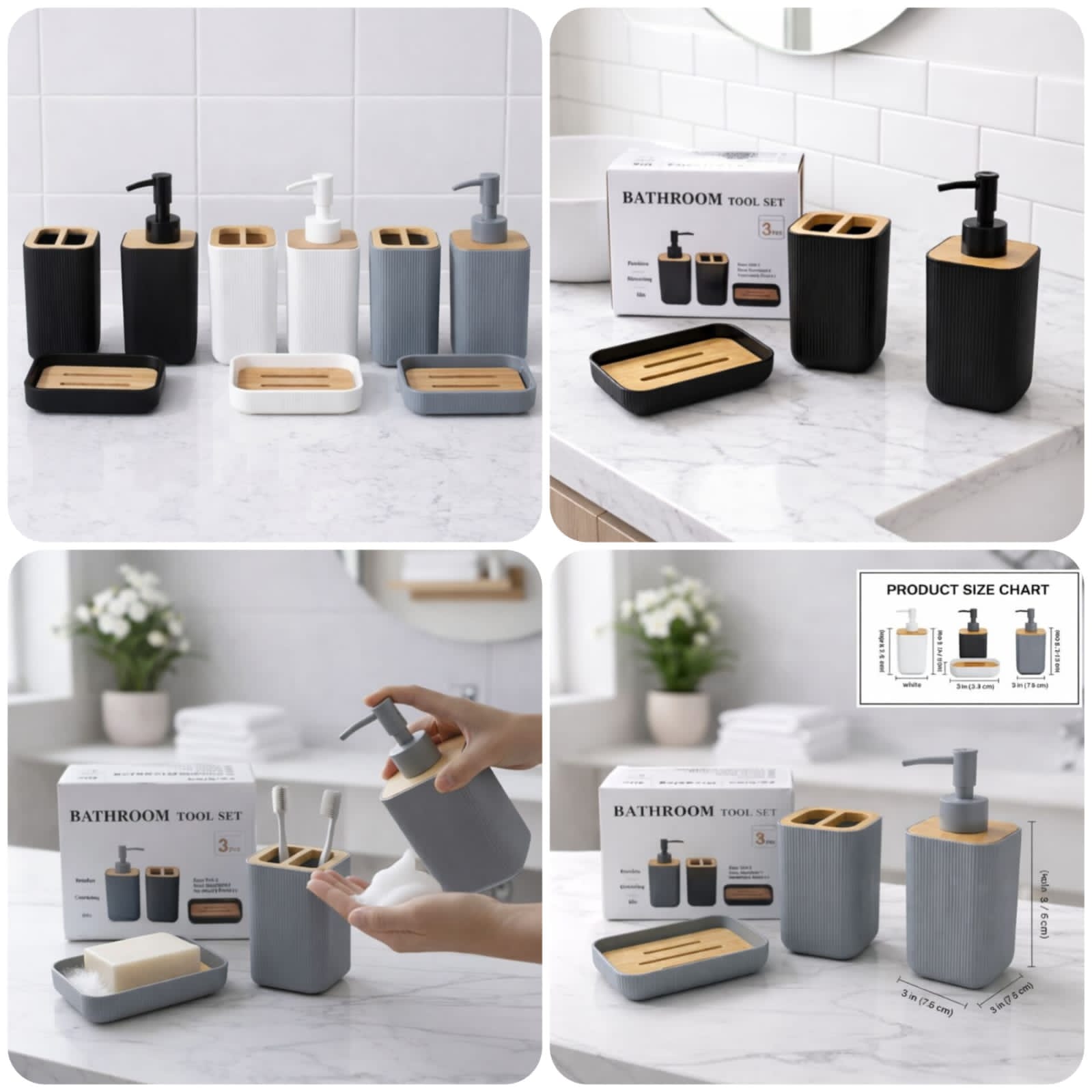 3pcs Square Bathroom Set
