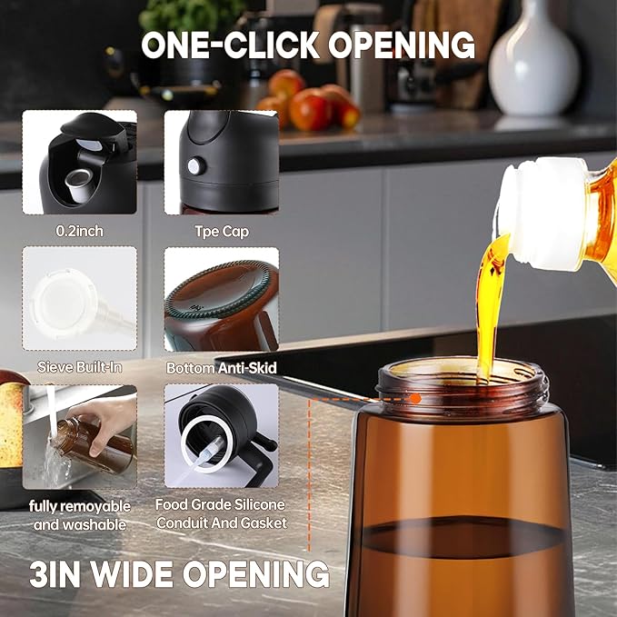 2-in-1 glass oil dispenser and spray bottle