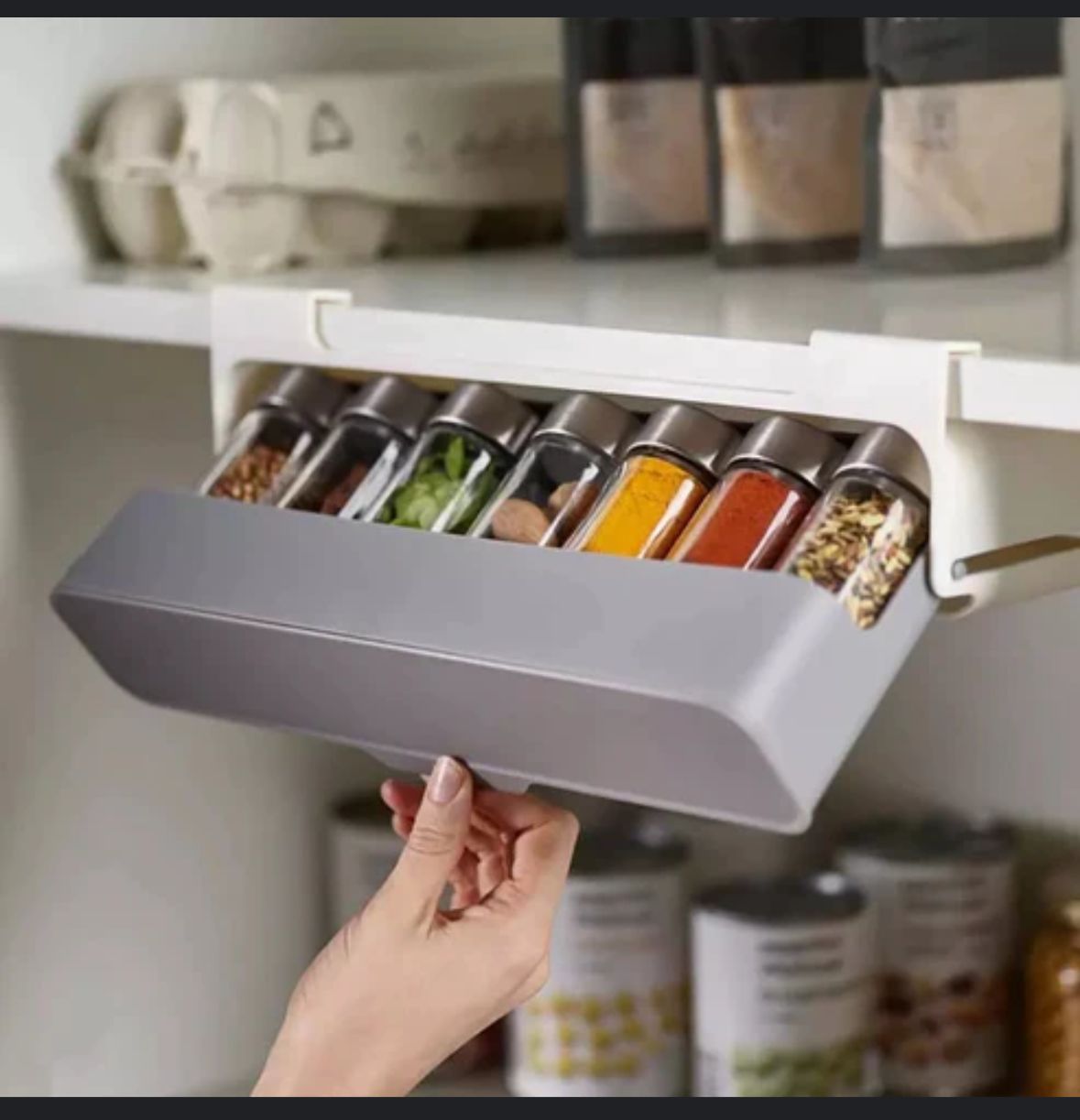 Under Shelf Spice Jars with Bottles