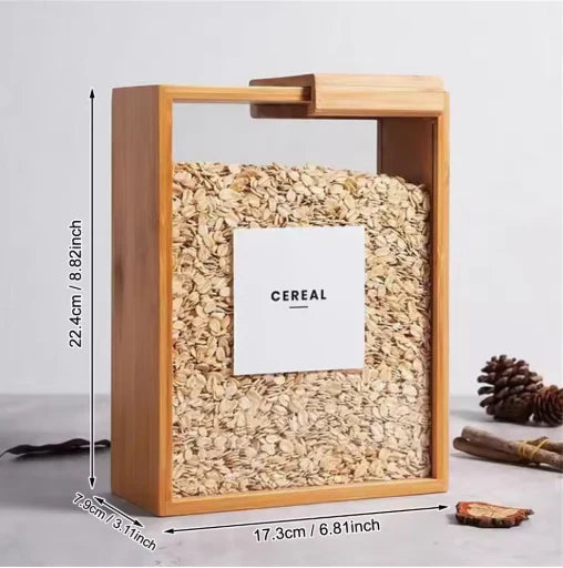 Wood sliding cover grain storage box