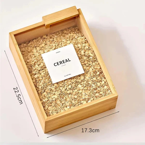 Wood sliding cover grain storage box