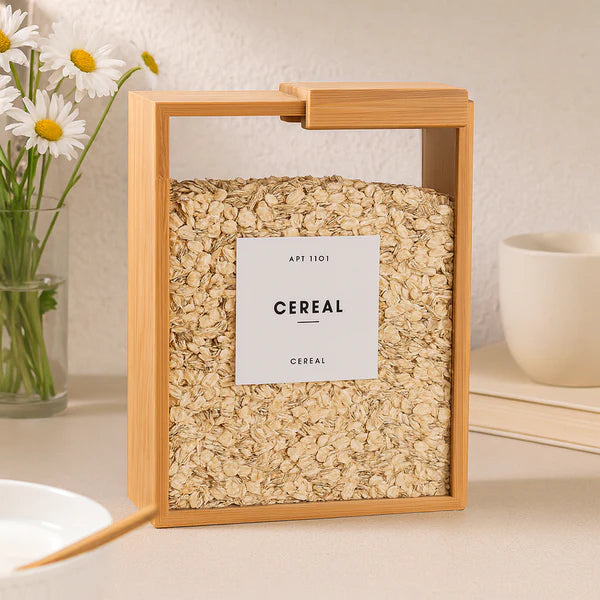 Wood sliding cover grain storage box